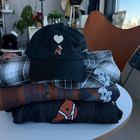Embroidered check shirts　[BROWN]　HEV-25022