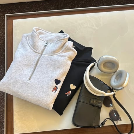 lining  half ZIP Sweat 　[black]　HEV-25003