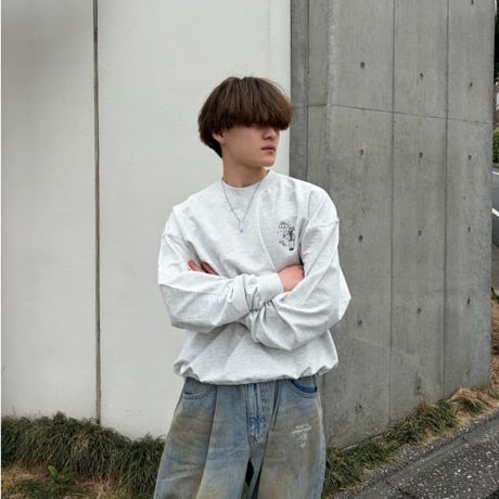 mini pile embroidery L/S Tee 　[OAT MEAL]　HEV-26004