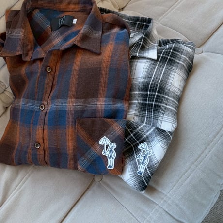 Embroidered check shirts　[BLACK]　HEV-25022