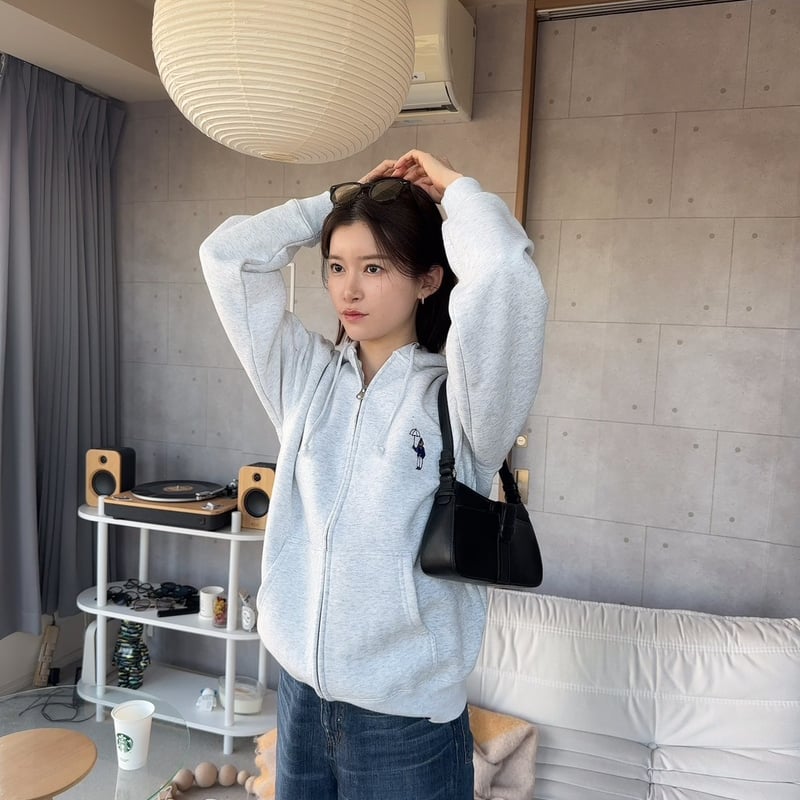 lining full ZIP sweat foodie [ash gray] HEV-25