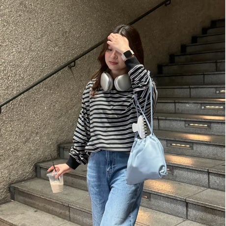 Embroidery L/S border BIG Tee　[black]　HEV-24030