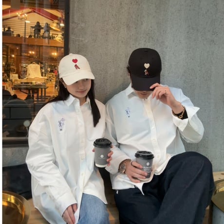 Embroidered patch shirts　[white]　HEV-25001