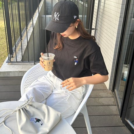 organic cotton Embroidery S/S Tee 　[black]　HEV-23017