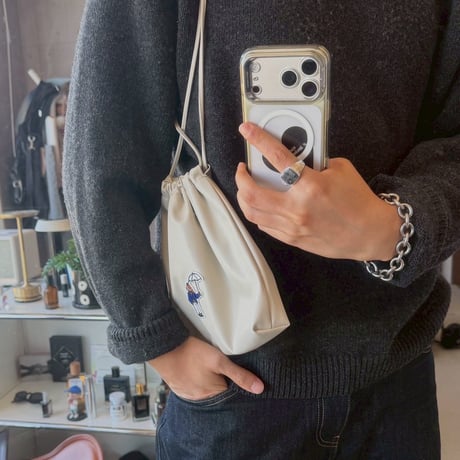 Eco leather Pouch　[OFF BEIGE]　HEV-25029