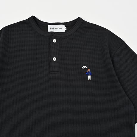 Henley Neck Tee 　[CHARCOAL BLACK]　HEV-26008