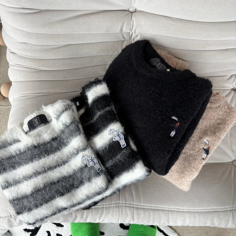 【極美品】Heve へイヴ パプリカニット ブラック　完売品 mohair shaggy border knit [black border] HEV-24