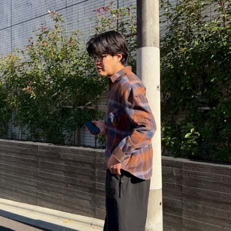 Embroidered check shirts　[BROWN]　HEV-25022