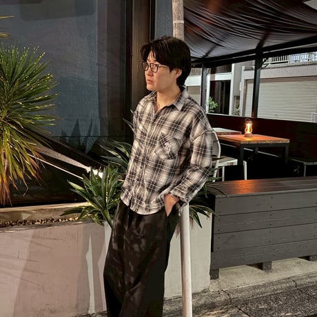 Embroidered check shirts　[BLACK]　HEV-25022