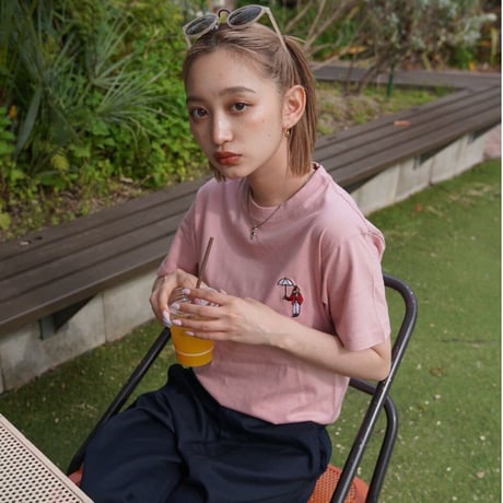 organic cotton Embroidery S/S Tee 　[pink]　HEV-23017
