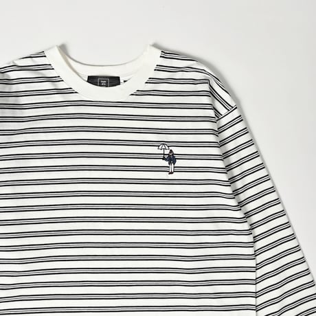 Embroidery L/S border BIG Tee　[white]　HEV-24030