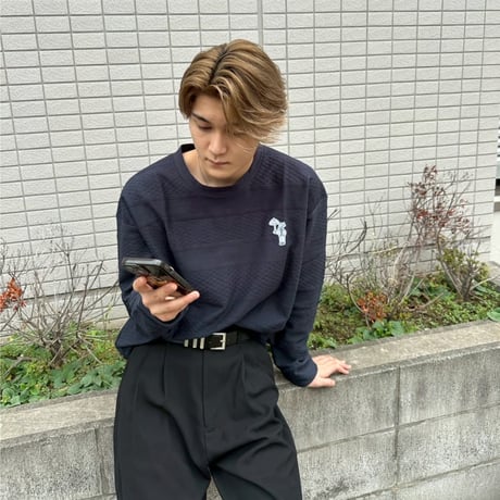 jacquard crew sweat 　[NAVY]　HEV-25019