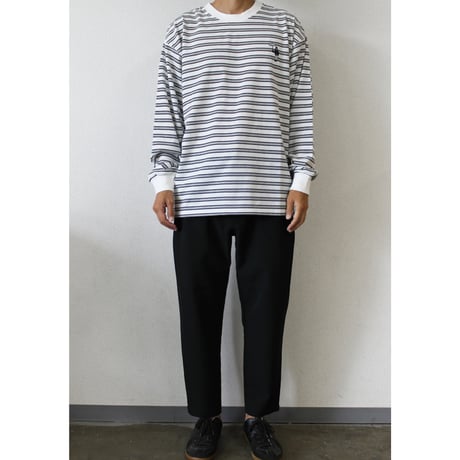 Embroidery L/S border BIG Tee　[white]　HEV-24030