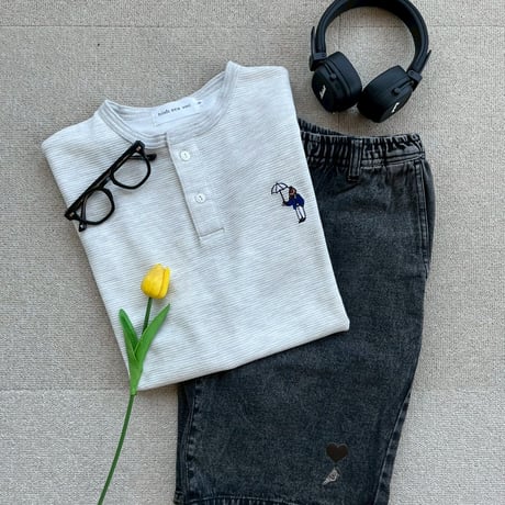 Henley Neck Tee 　[OFFWHITE OATMEAL]　HEV-26008
