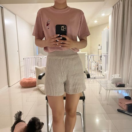 organic cotton Embroidery S/S Tee 　[pink]　HEV-23017