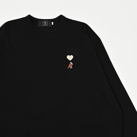 Embroidery curve silhouette L/S Tee　[BLACK]　HEV-25017
