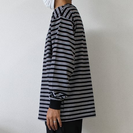 Embroidery L/S border BIG Tee　[black]　HEV-24030
