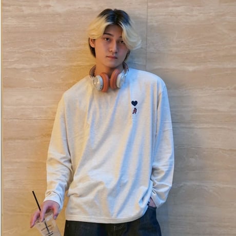 Embroidery curve silhouette L/S Tee　[OAT MEAL]　HEV-25017
