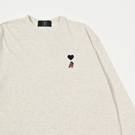 Embroidery curve silhouette L/S Tee　[OAT MEAL]　HEV-25017