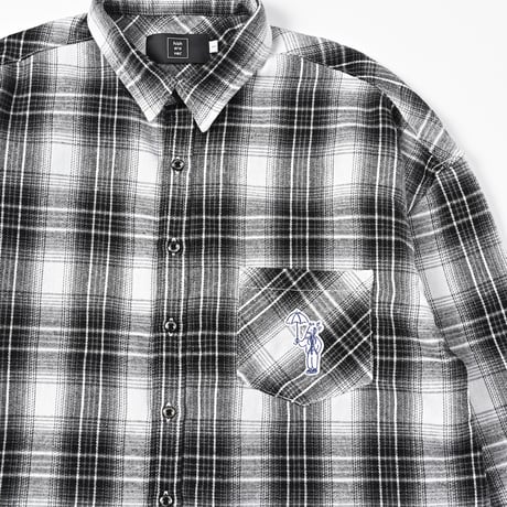 Embroidered check shirts　[BLACK]　HEV-25022
