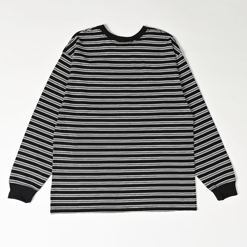 Embroidery L/S border BIG Tee [black] HEV-24030