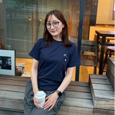 organic cotton Embroidery S/S Tee 　[navy]　HEV-23017