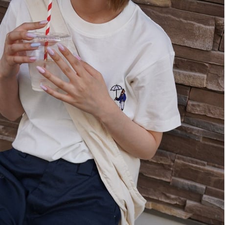 organic cotton Embroidery S/S Tee 　[white]　HEV-23017