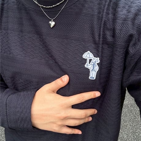jacquard crew sweat 　[NAVY]　HEV-25019