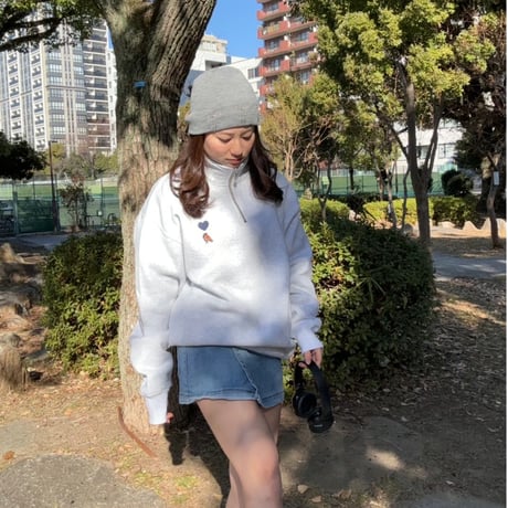 lining  half ZIP Sweat 　[ash gray]　HEV-25003