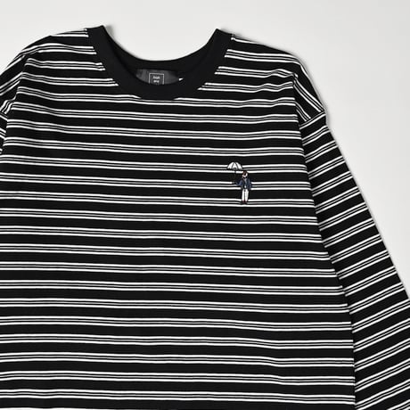 Embroidery L/S border BIG Tee　[black]　HEV-24030