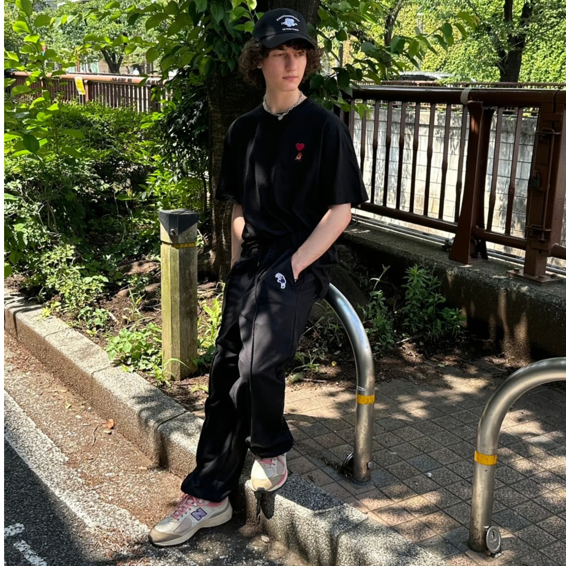 hem cord sweat pants [black] HEV-24016 | hish e