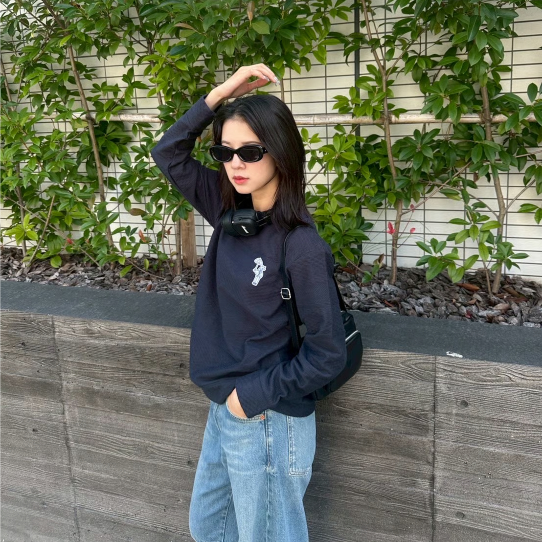 jacquard crew sweat [NAVY] HEV-25019 | hish er