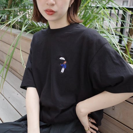 organic cotton Embroidery S/S Tee 　[black]　HEV-23017