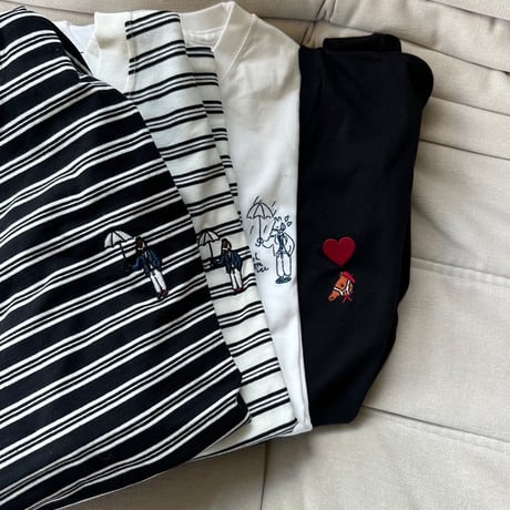 Embroidery L/S border BIG Tee　[black]　HEV-24030