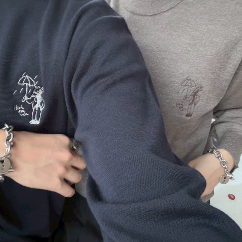 washable crew neck knit [NAVY] HEV-25025 | hi