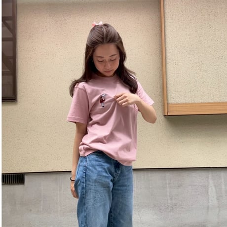 organic cotton Embroidery S/S Tee 　[pink]　HEV-23017