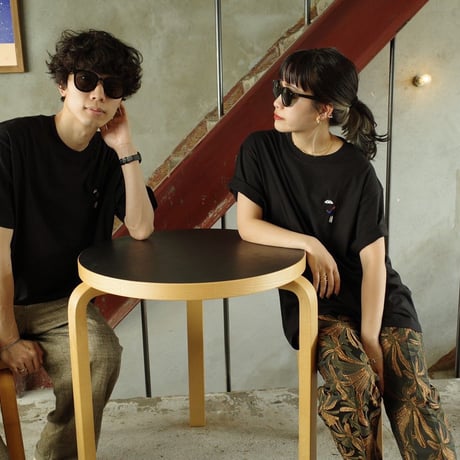 organic cotton Embroidery S/S Tee 　[black]　HEV-23017