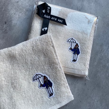 Embroidered patch Hand towel 　[natural]　HEV-24004