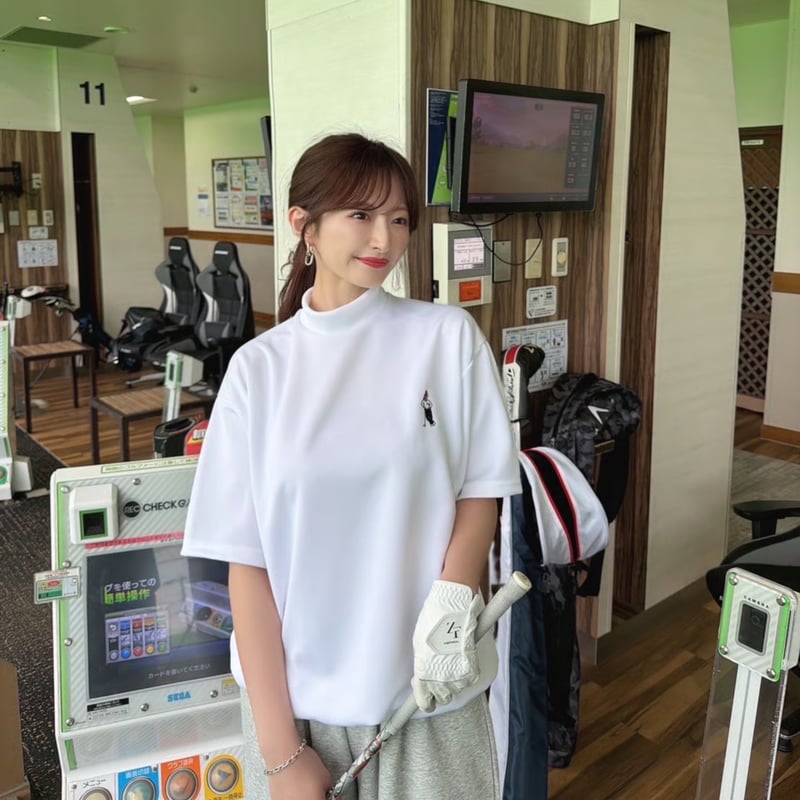 golfickers ワッフルモックネックシャツ　ホワイト　XL 公式】テックワッフル長袖モックネックシャツ（レディース