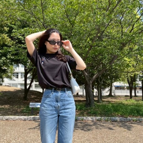 organic cotton Embroidery S/S Tee 　[black]　HEV-23017
