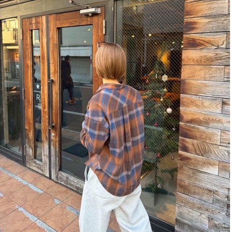 Embroidered check shirts　[BROWN]　HEV-25022