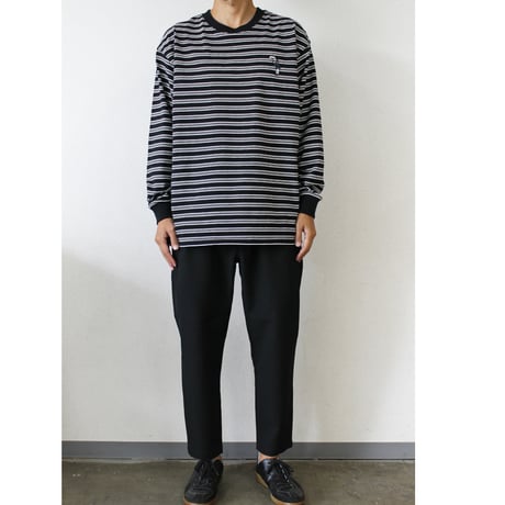 Embroidery L/S border BIG Tee　[black]　HEV-24030