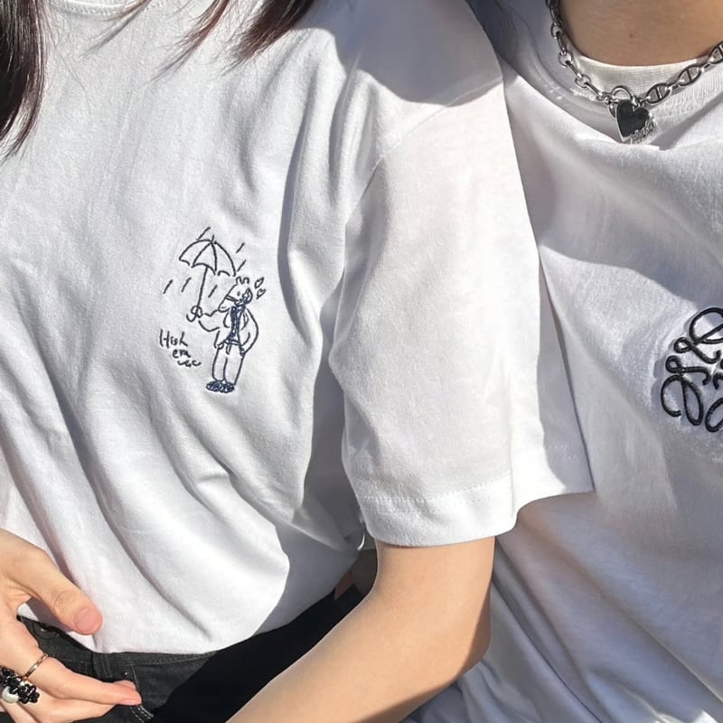 Embroidery S/S Tee [white] HEV-24019 | hish er