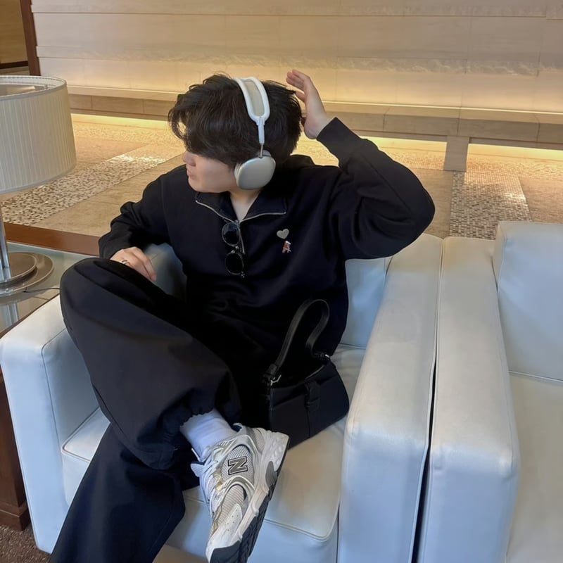 lining half ZIP Sweat [black] HEV-25003 | his