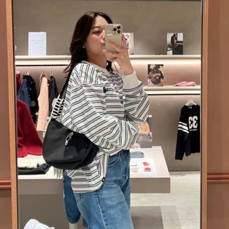 Embroidery L/S border BIG Tee　[white]　HEV-24030