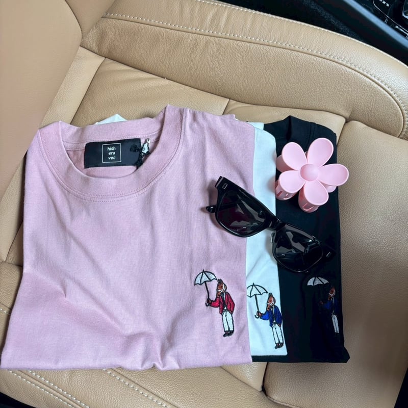 organic cotton Embroidery S/S Tee [pink] HEV-2