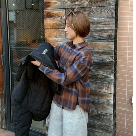 Embroidered check shirts　[BROWN]　HEV-25022