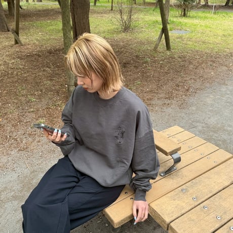 mini pile embroidery L/S Tee 　[SUMIKURO]　HEV-26004