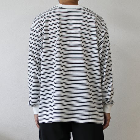 Embroidery L/S border BIG Tee　[white]　HEV-24030