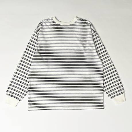 Embroidery L/S border BIG Tee　[white]　HEV-24030